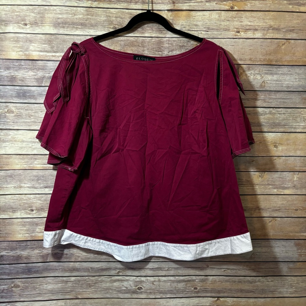 Eloquii Tie Flutter Sleeve Top Size 20  B0